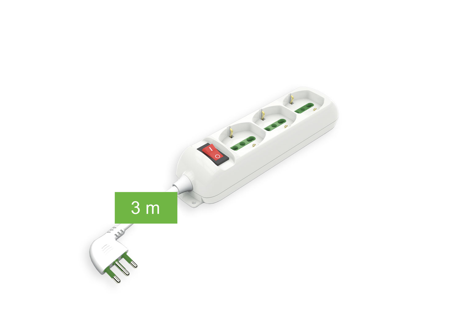 MULTIPR.3 POSTI UNIV.+INT.C/CAVO 3MT.SP.16A+T