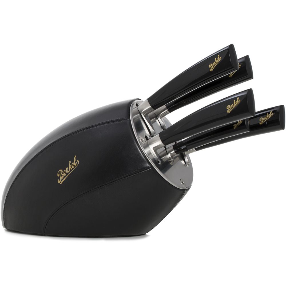 Black Leather - Block with 5 Elegance knives