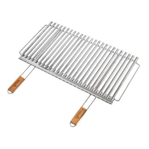 Griglia biologica inox 76x40 cm con manici in bamboo B27640